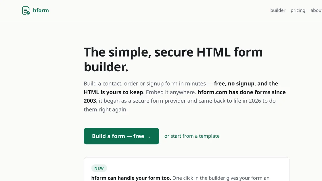 hform.com: The simple, secure HTML form builder