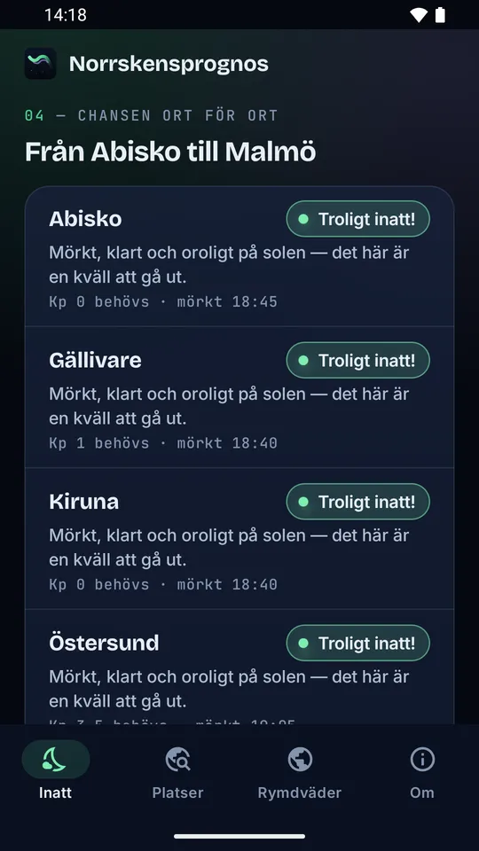 Från Abisko till Malmö: the chance place by place
