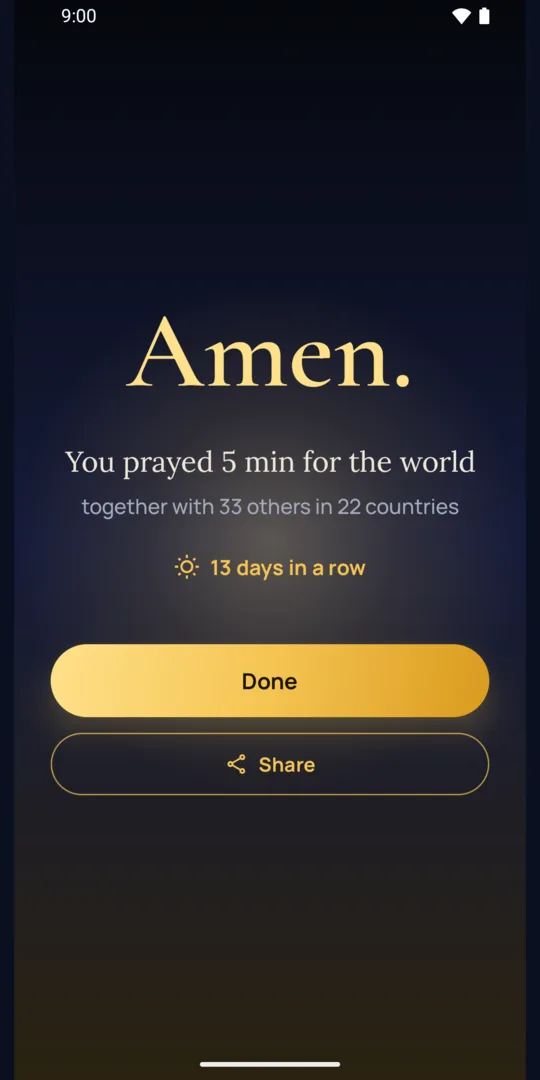 Amen. You prayed 5 min for the world, together with 33 others in 22 countries