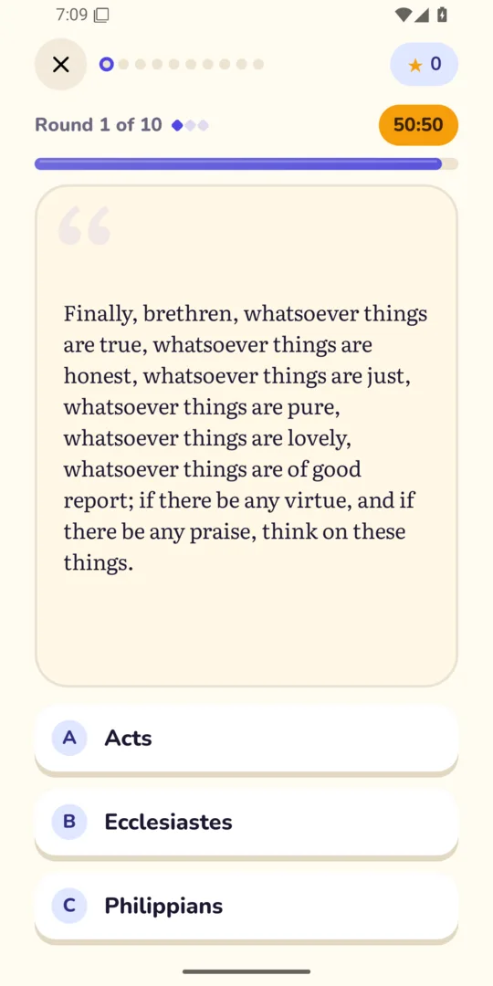 A question: a verse on a card, and the books to choose from